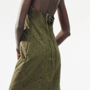H&M NWT Dark Green Eyelet Dress